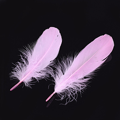 Бледно-Розовый Аксессуары костюма гуся перо, окрашенные, розовый жемчуг, 135~165x38~48 мм , около 500 шт / мешок