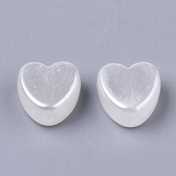 Marfil Cuentas de perlas de imitación de plástico abs, corazón, blanco cremoso, 8x8x4 mm, Agujero: 1.5 mm, sobre 2060 unidades / 500 g