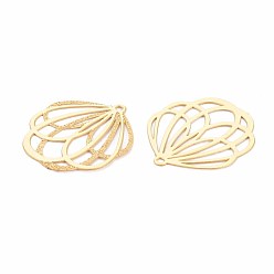 Real 18K Gold Plated Rack Plating 304 Stainless Steel Filigree Pendants, Etched Metal Embellishments, Nickel Free, Flower, Real 18K Gold Plated, 20.5x18x0.4mm, Hole: 1.2mm