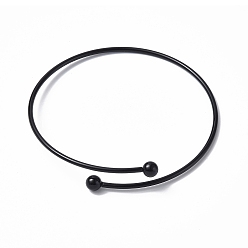 Electrophoresis Black Adjustable 304 Stainless Steel Wire Cuff Bangle Making, with Irremovable Ball, Electrophoresis Black, Inner Diameter: 2-3/4 inch(7.1cm)