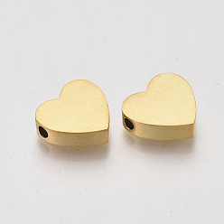 Golden 304 Stainless Steel Beads, Heart, Golden, 11x12x3mm, Hole: 1.8mm