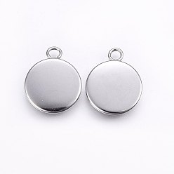 Stainless Steel Color 304 Stainless Steel Pendant Cabochon Settings, Plain Edge Bezel Cups, Flat Round, Stainless Steel Color, Tray: 25mm, 30x26.5x1mm, Hole: 2mm