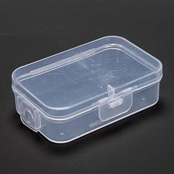 Clear Polypropylene(PP) Bead Storage Container, Mini Storage Containers Boxes, with Hinged Lid, Rectangle, Clear, 6.8x4.5x2.1cm, Inner Size: 6.4x4.1cm