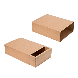 Bois Solide Boîte pliante de tiroir en papier kraft, boîte à tiroirs, rectangle, rectangle, burlywood, 27.2x19.2x8.2 cm, intérieure: 25x17x8cm