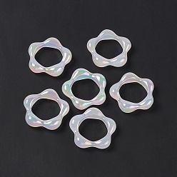 White Opaque Acrylic Linking Rings, Flower, AB Color Plated, White, 27x28x6.5mm, Inner Diameter: 17.5mm