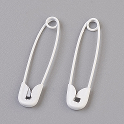 White Iron Safety Pins, White, 30x7x2mm, Pin: 0.7mm