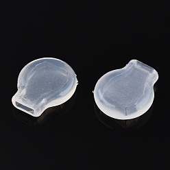 Clear Comfort Silicone Clip on Earring Pads, Soft Anti-pain Pocket Style Cushions for for Clip-on Earrings, Clear, 11x9.5x3mm, Hole: 1.2x3.5mm