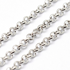 Real Platinum Plated Brass Rolo Chains, Belcher Chain, Soldered, Lead Free & Nickel Free & Cadmium Free, Real Platinum Plated, 2x0.5mm