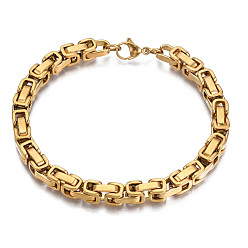 Gold Ion Plating(IP) 201 Stainless Steel Byzantine Chain Bracelet for Men Women, Nickel Free, Gold, 8-7/8 inch(22.5cm)