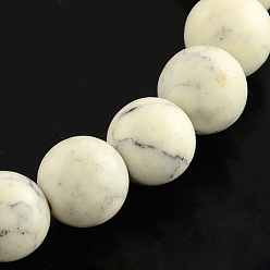 Ivoire Teintes turquoise synthétique rangées de perles, ronde, blanc crème, 8~9mm, Trou: 1.5mm, Environ 50 pcs/chapelet, 15.75 pouce
