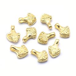 Raw(Unplated) Brass Counter Clips, Buddhist Jewelry Findings, Lead Free & Cadmium Free & Nickel Free, Triangle, Raw(Unplated), 14x9x4mm, Hole: 3x3.5mm