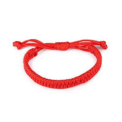 Rouge Bracelets tressés en cordon ciré réglables, bracelets ficelle rouge, rouge, 6 pouces ~ 7-7/8 pouces (150~200 mm), 9~12mm