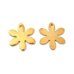 Real 24K Gold Plated 201 Stainless Steel Charms, Flower Charm, Real 24K Gold Plated, 13x11.5x0.5mm, Hole: 1.2mm