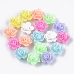 Mixed Color Opaque Acrylic Beads, Flower, Mixed Color, 12x12.5x7.5mm, Hole: 1.6mm, about 1180pcs/500g