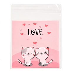 Cat Shape Plastic Bakeware Bag, with Self-adhesive, for Chocolate, Candy, Cookies, Cat Pattern, 13x10x0.03cm, about 95~100pcs/bag