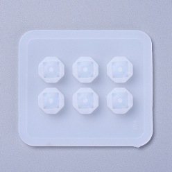 Blanco Moldes de cuentas de silicona, moldes de resina, para resina uv, fabricación de joyas de resina epoxi, plaza, blanco, 8.2x7.1x1.3 cm, agujero: 2.5 mm, tamaño interno: 9x9 mm