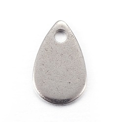 Stainless Steel Color Stainless Steel Charms, teardrop, Stamping Blank Tag, Stainless Steel Color, 8x5x0.6mm, Hole: 1.2mm