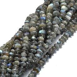 Labradorite Chapelets de perles labradorite naturelle , rondelle irrégulière, 7~12x7~9x2~6mm, Trou: 0.8mm, Environ 68 pcs/chapelet, 15.35'' (39 cm)