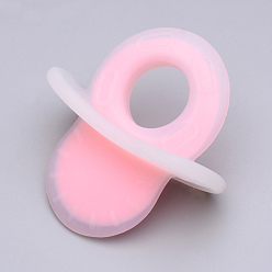 Pink Grands pendentifs en silicone écologique de qualité alimentaire, pendentifs à mâcher pour les dentistes, Diy soins infirmiers colliers faisant, sucette factice, rose, 78~79x74.5x42~43 mm, diamètre intérieur: 24.5 mm