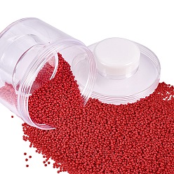 Red 12/0 Grade A Glass Seed Beads, Baking Varnish, Opaque Colours, Round, Red, 2x1.5mm, Hole: 0.3mm, about 150g/box, about 10000pcs/box