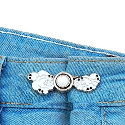 Platinum Alloy Enamel Jean Buttons Pins, Waist Tightener, White Cloud, with White Resin, Closure Sewing Fasteners for Garment Accessories, Platinum, 50mm