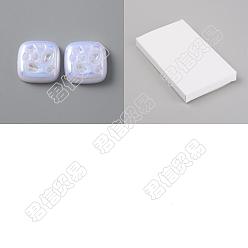 Blanc Benecreat perles en plastique abs, la moitié foré, , carrée, blanc, 18x18x6mm, Trou: 1.4mm, 20 pcs / boîte