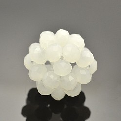 Seashell Color Imitation Jade Glass Round Woven Beads, Cluster Beads, Seashell Color, 22mm, Beads: 6mm