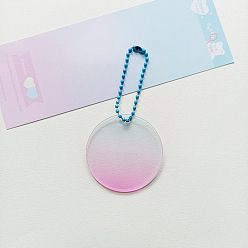 Plum Gradient Color Transparent Acrylic Keychain Blanks, with Random Color Ball Chains, Flat Round, Plum