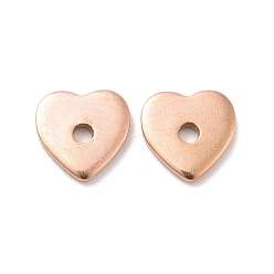 Rose Gold Ion Plating(IP) 304 Stainless Steel Beads, Heart, Rose Gold, 6x6x1mm, Hole: 1mm