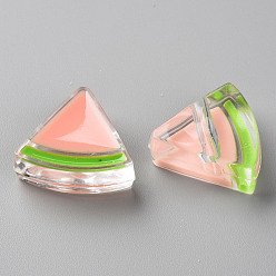 Pink Perles acryliques émail transparent, pastèque, rose, 23.5x25.5x9mm, Trou: 3.5mm