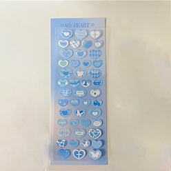 Light Sky Blue Waterproof PVC Plastic Heart Sticker, for Scrapbooking, Travel Diary Craft, Light Sky Blue, 210x80mm