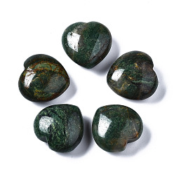 Jade Vert Pierres de guérison en jade vert naturel, coeur amour pierres, pierres de palme de poche pour équilibrer le reiki, 29~30x30~31x12~15mm