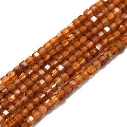 Garnet Natural Garnet Beads Strands, Faceted, Cube, 2x2x2mm, Hole: 0.6mm, about 182pcs/strand, 15.16''~15.55''(38.5~39.5cm)