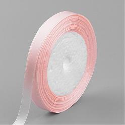 Light Salmon High Dense Single Face Satin Ribbon, Polyester Ribbons, Light Salmon, 3/8 inch(9~10mm), about 25yards/roll, about 10rolls/group