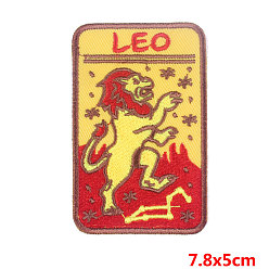 Leo Rectangle with Constellation Computerized Embroidery Cloth Iron on/Sew on Patches, Costume Accessories, Leo, 78x50mm