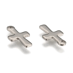 Stainless Steel Color Stainless Steel Tiny Cross Charms, Stainless Steel Color, 12x7x1mm, Hole: 1mm