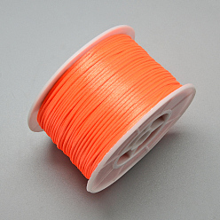Rouge Orange Fil de nylon ronde, corde de satin de rattail, pour création de noeud chinois, rouge-orange, 1mm, 100 yards / rouleau