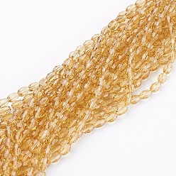 Orange Glass Beads Strands, Faceted, Oval, Orange, 6x4mm, Hole: 1mm, about 65~70pcs/strand, 14.96 inch~15.16 inch(38~38.5cm)