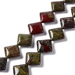 Dragon Blood Natural Dragon Blood Beads Strands, Rhombus, 18~19x18~19x6mm, Side Length: 15~15.5mm, Hole: 1.4mm, about 21pcs/strand, 15.75''(40cm)