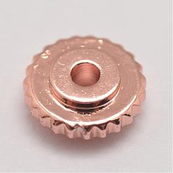 Or Rose Laiton perles d'entretoise, plat rond, or rose, 6x2mm, Trou: 1mm