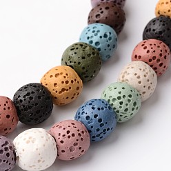 Lava Rock Dyed Round Synthetic Lava Rock Beads Strands, 8~9mm, Hole: about 2.5~3mm, about 52pcs/strand, 15.5 inch