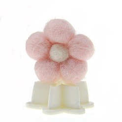 Pink Cabujones de fieltro de lana, flor, rosa, 35 mm
