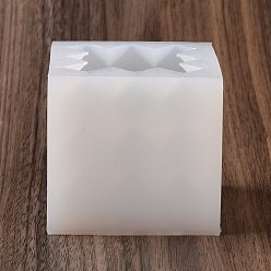 White Faceted Rhombus-shaped Cube Food Grade Silicone Molds, for Scented Candle Making, White, 71x72x67mm, Inner Diameter: 60x60x60mm