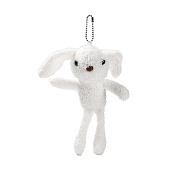 Blanco Dibujos animados pp algodón felpa simulación suave peluche juguete conejo colgantes decoraciones, regalo para niñas y niños, blanco, 220 mm