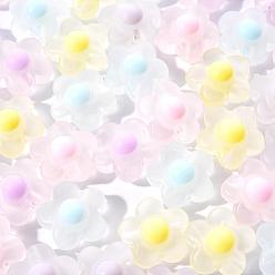 Mixed Color 50Pcs 5 Colors Transparent Acrylic Beads, Frosted, Bead in Bead, Flower, Mixed Color, 16.5x17x9.5mm, Hole: 2.5mm, 10pcs/color