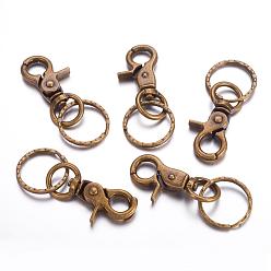 Antique Bronze Iron Swivel Clasps with Key Rings, Antique Bronze, 67x25mm