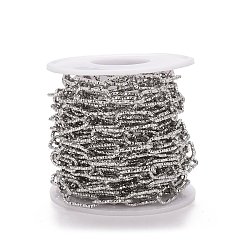 Platinum 304 Stainless Steel Paperclip Chains, Faceted, with Spool, Unwelded, Stainless Steel Color, 17x7x1.5mm, about 16.40 Feet(5m)/Roll