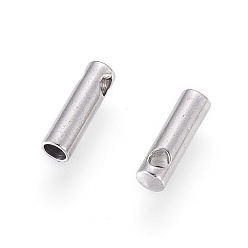 Stainless Steel Color 304 Stainless Steel Cord Ends, End Caps, Column, Stainless Steel Color, 7x2mm, Hole: 1mm, Inner Diameter: 1.5mm