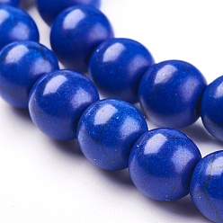 Синий Синтетических нитей бирюзовые бусы, окрашенные, круглые, синие, 6 мм, отверстие : 1.2 мм, около 67 шт / нитка, 15.75 дюйм