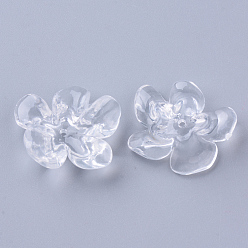 Clear Transparent Acrylic Beads, Flower, Clear, 25~26x21x8~9mm, Hole: 1.4mm